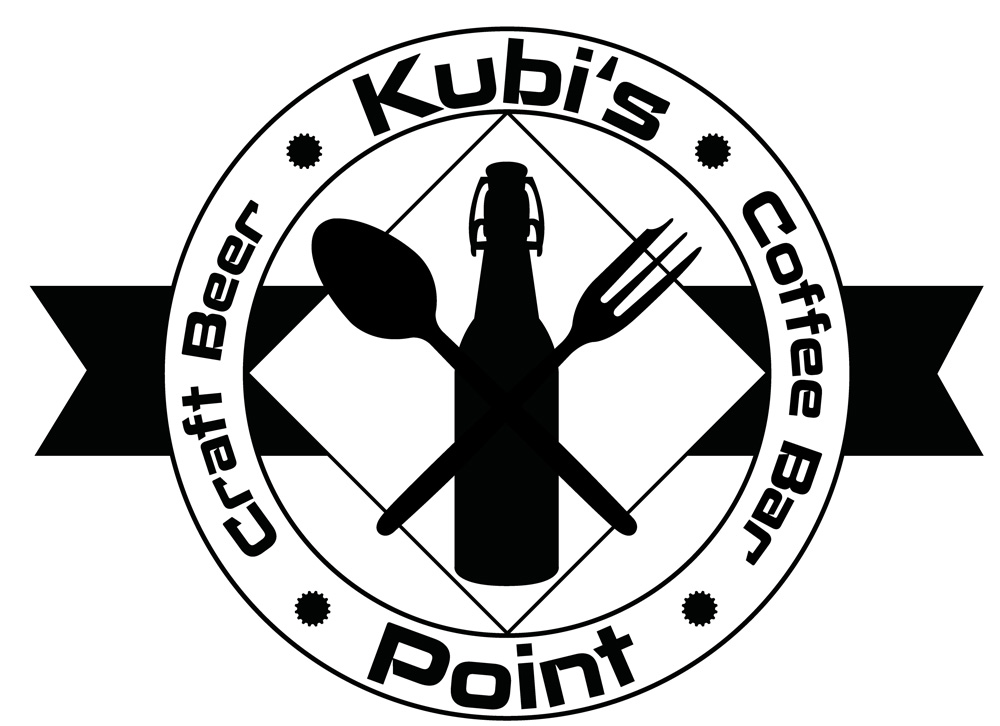 Logodesign der Bar „Kubi’s Point“ mit Elementen von Craft Beer, Löffel und Kuchengabel